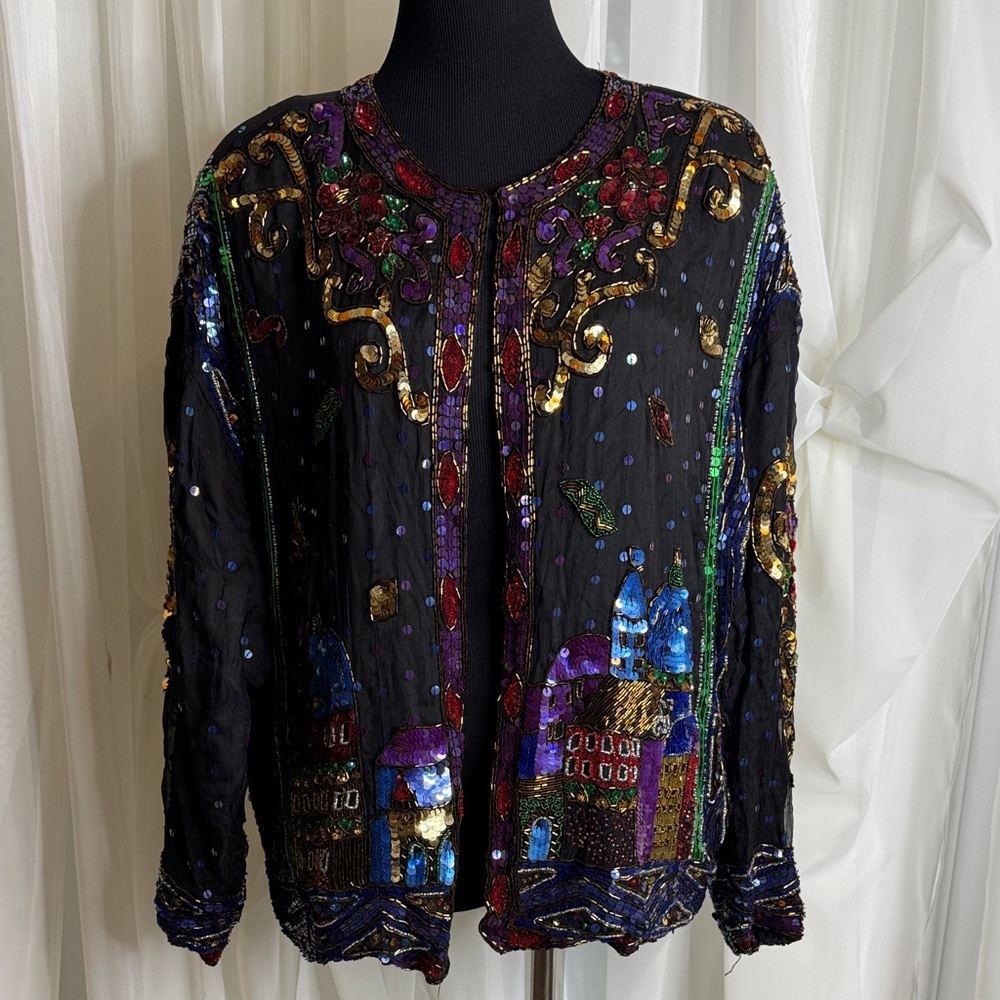 Sequined TOGETHER Open Face Jacket, size L